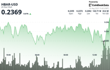 HBAR Slides 3% as Heavy Selling Pushes Token to $0.23 Support