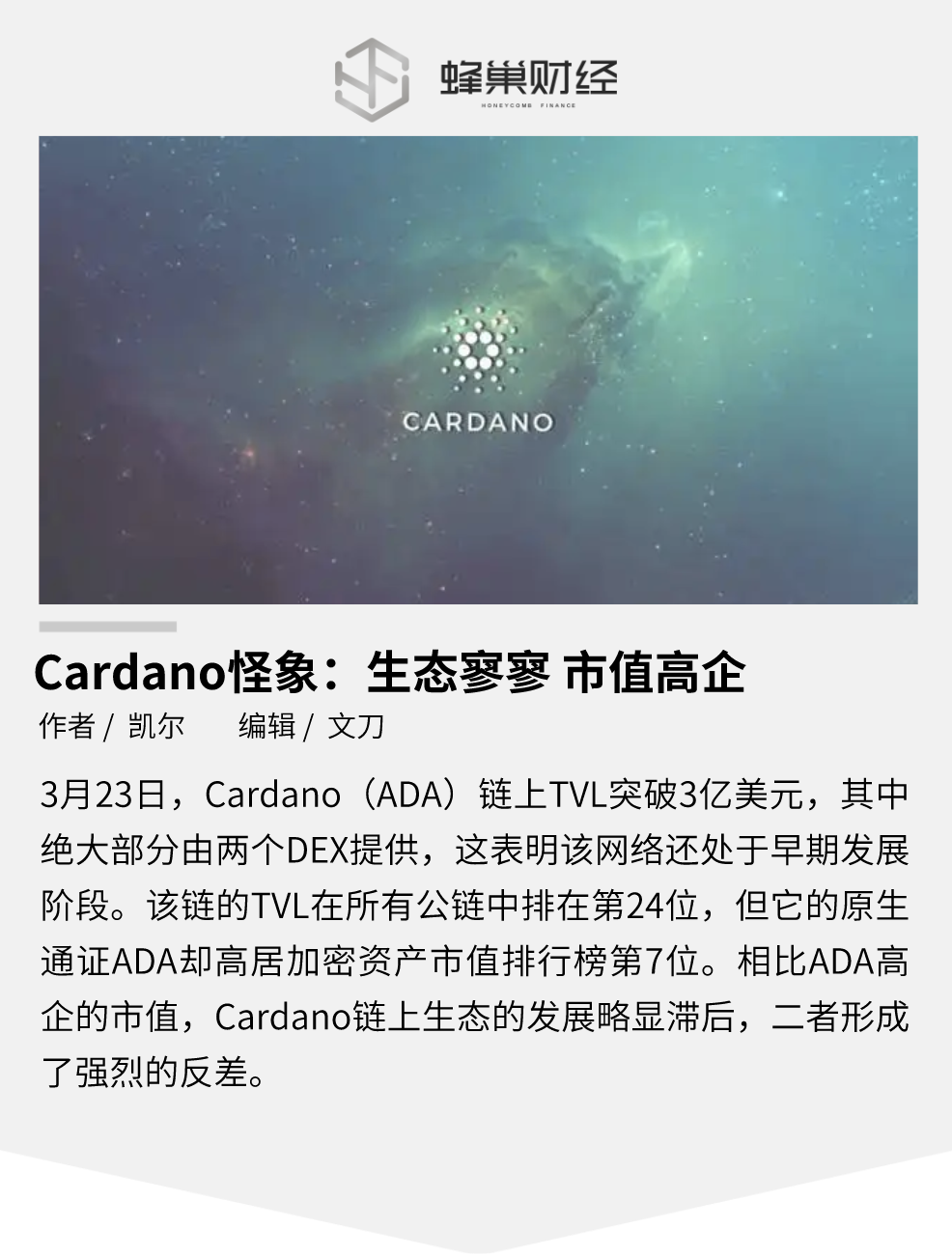 Cardano怪象：生态寥寥 市值高企_aicoin_图1