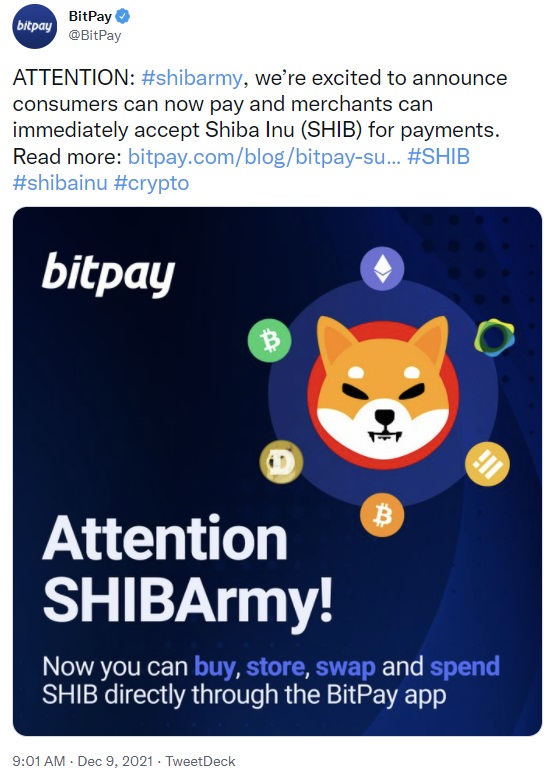 Bitpay Adds Shiba Inu Crypto as Petition to List SHIB on Robinhood Exceeds 545K Signers Bitpay Adds Shiba Inu Crypto as Petition to List SHIB on Robinhood Exceeds 545K Signers