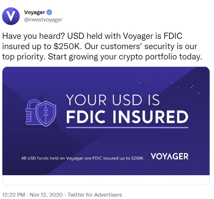 美国监管机构就 FDIC 保险索赔调查破产的加密货币贷方 Voyager