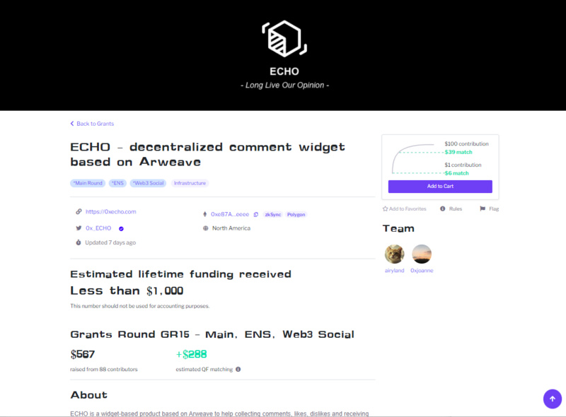 新项目 | ECHO：用免许可的评论插件加速Web3发展
