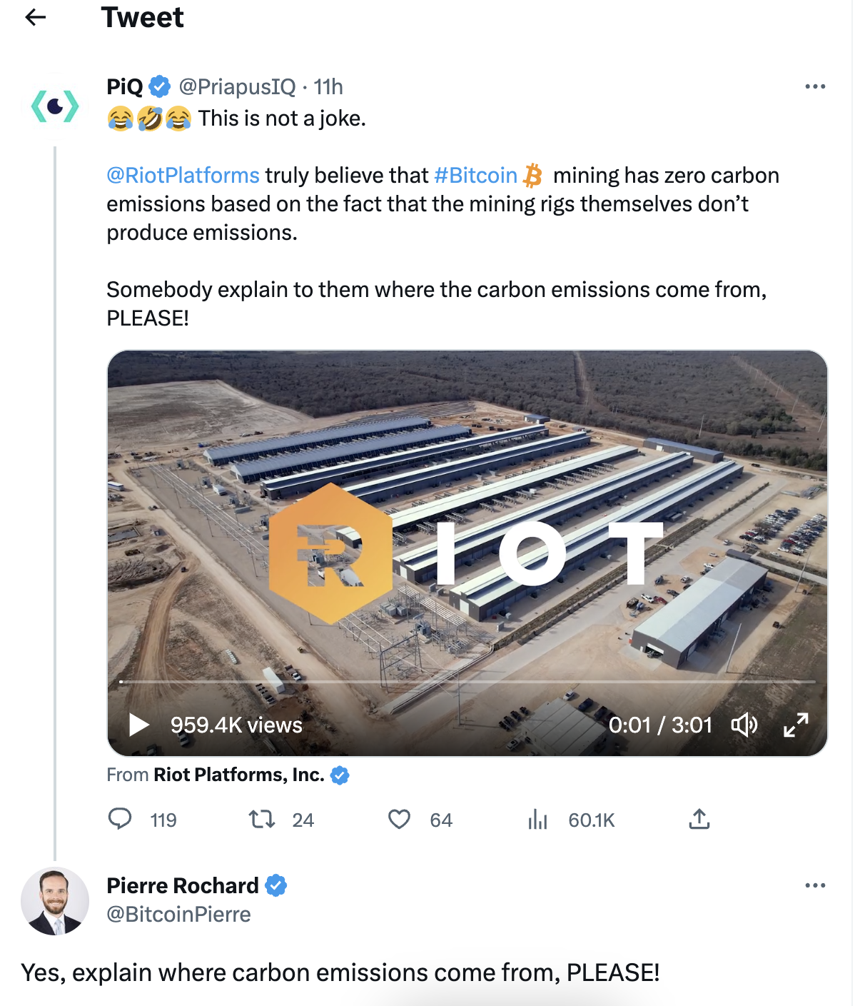 Bitcoin Miner Riot Platforms Responds To NYT With Cheeky Video Saying Facility Doesn t Literally 