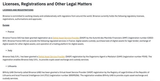 Ceffu's registration in Lithuania, made via Bifinity, from the Binance website