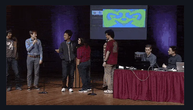 A group of people standing on a stageDescription automatically generated