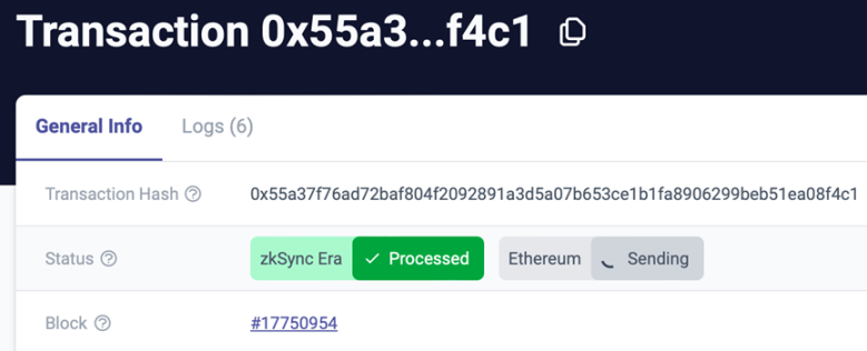 zkSync Era Processed Transaction