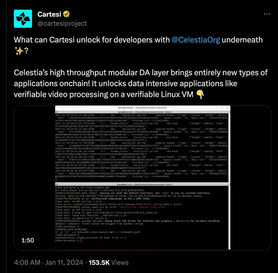 Overview of 6 potential projects on Celestia
