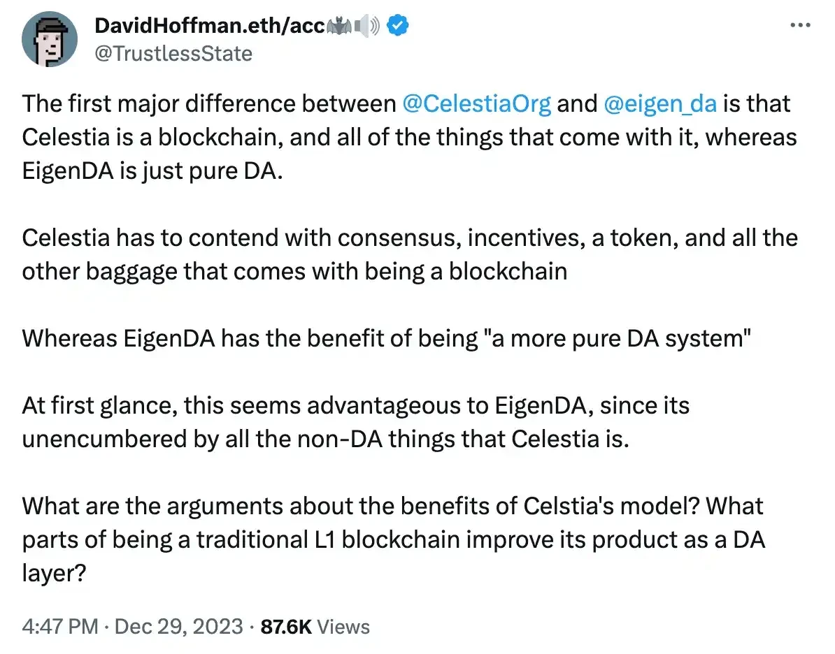 Understanding the "DA Competition": Celestia, EigenDA, and Avail, who will be the ultimate winner?