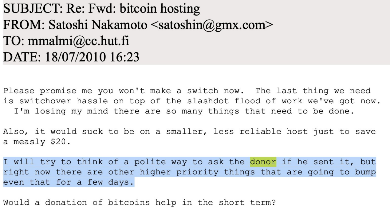 Analysis of early emails from Satoshi Nakamoto: What contribution did the "mysterious donor" behind Satoshi Nakamoto make?