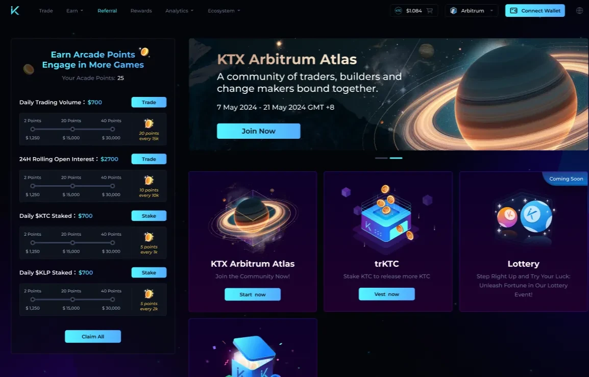 KTX宣布开启“Arbitrum Atlas”空投50万枚KTC代币计划