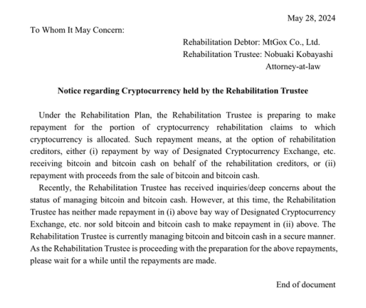 10-year "Mentougou" Mt.Gox plot is coming to an end, is the pressure of 140,000 BTC coming?