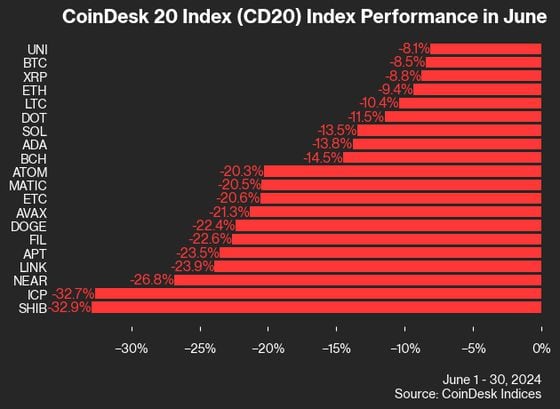 CoinDex 20 Index performance in June