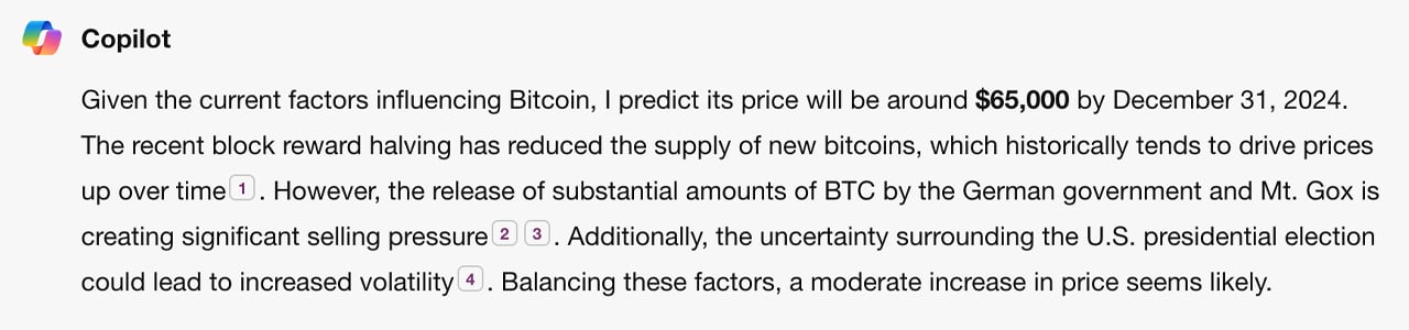 50K to 100K — 9 AI Chatbots Predict Bitcoin Prices for Year-End 2024