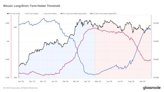 Long Term Holder vs Short Term Holder: (Source: Glassnode)