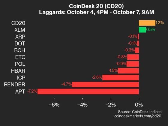 2024-10-07 9am CoinDesk 20 更新：滞后者