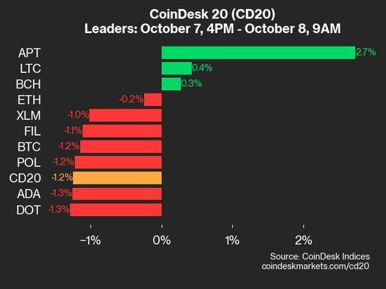 9am CoinDesk 20 Update for 2024-10-08: leaders