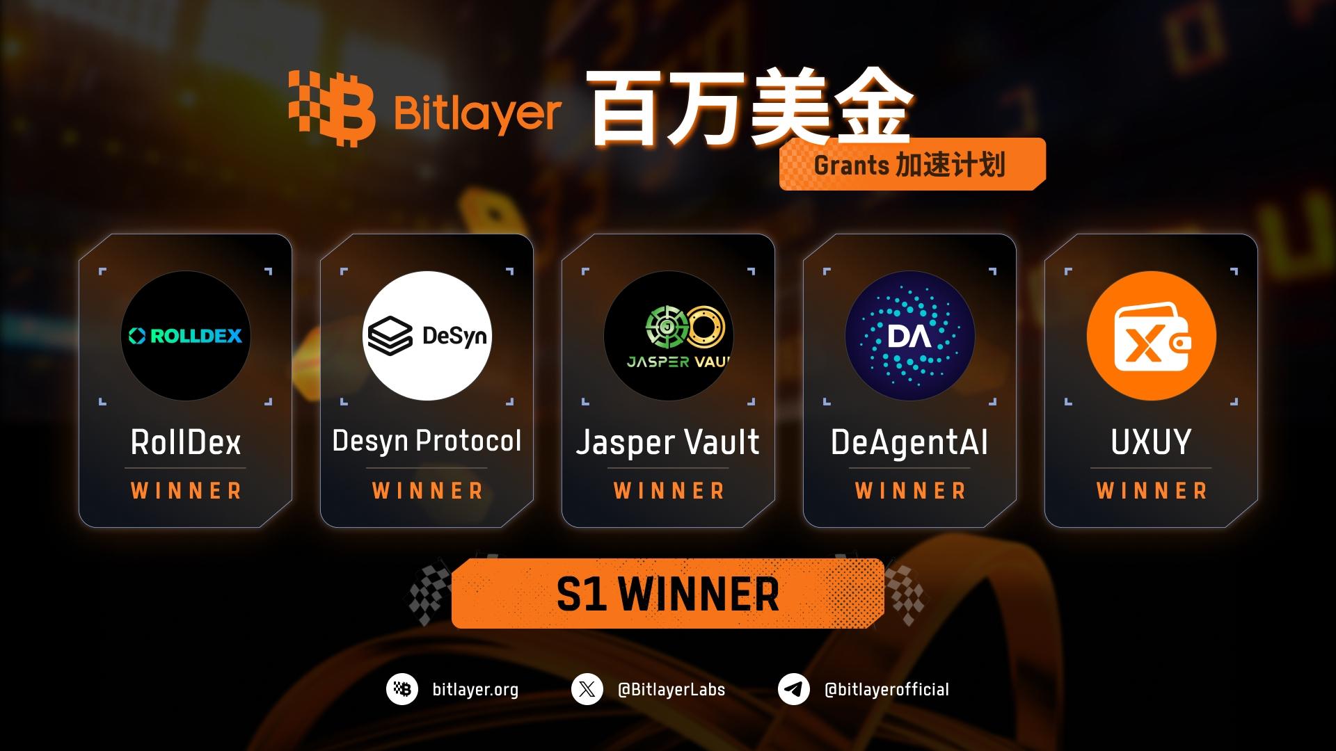Five projects selected for Bitlayer's first Developer Accelerator Program, RollDex received the highest incentive of $1 million in Grants