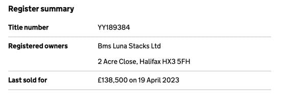 U.K. land records confirm that the house was bought and flipped on the same day by the Tangible CEO's brother's company.