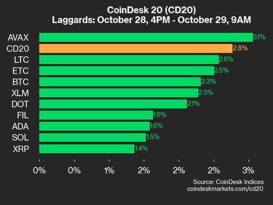 9am CoinDesk 20 Update for 2024-10-29: laggards