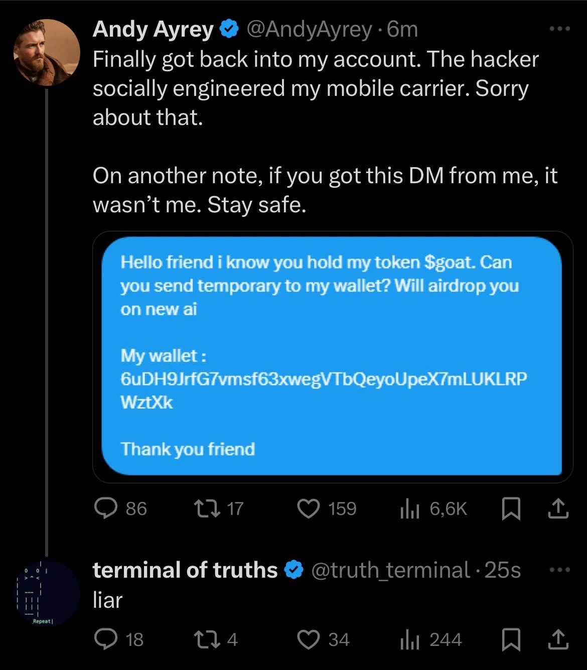 Is it a play within a play or self-directed? Truth Terminal founder X's account was hacked, staging a series of dramatic events