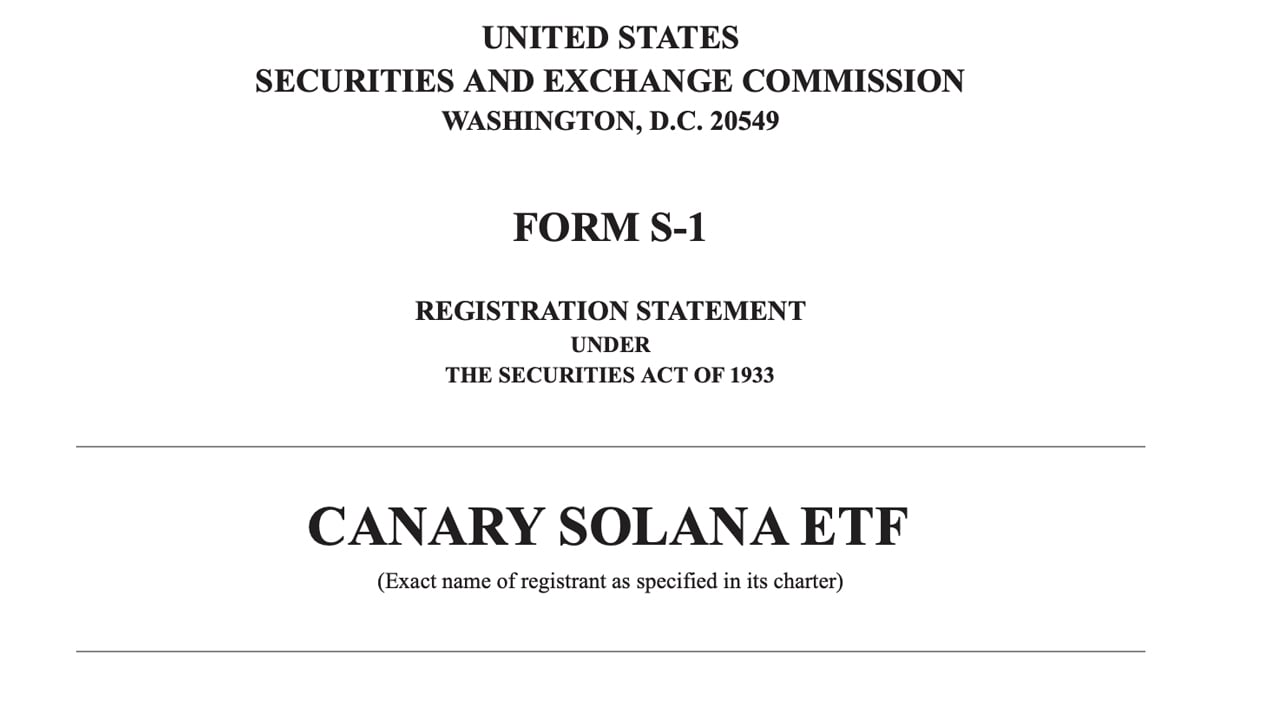 Canary Capital申请Solana ETF以提供直接的SOL敞口