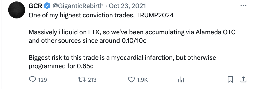 GCR returns after six months, reviewing his trading logic that earned 7 times on Trump in three years