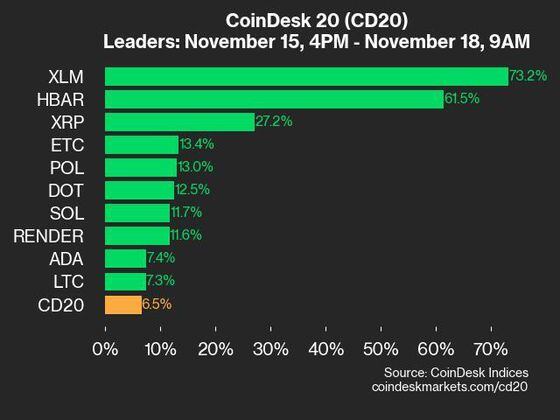 2024-11-18 9am CoinDesk 20 更新：领先者