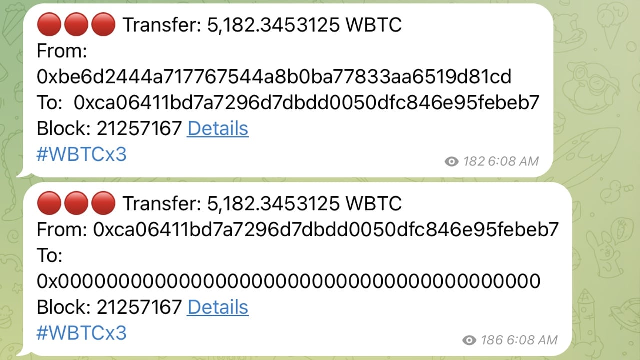 $500M WBTC在Coinbase下架后被销毁