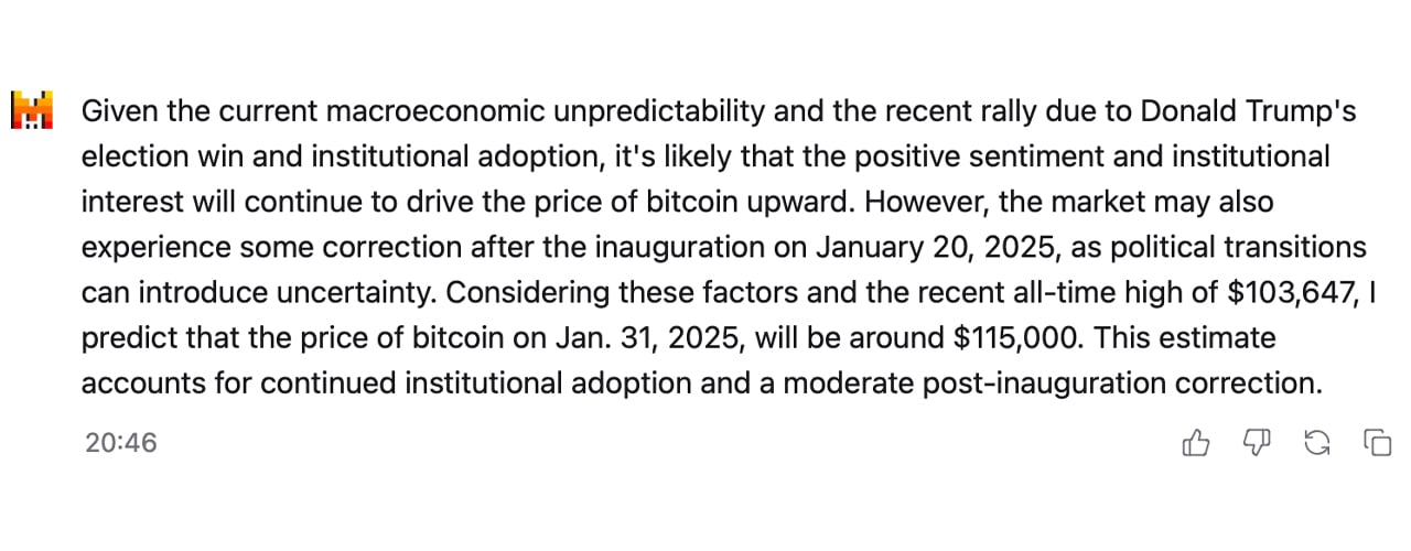 AI预言比特币未来价格：BTC在2025年1月底会飙升还是下跌？