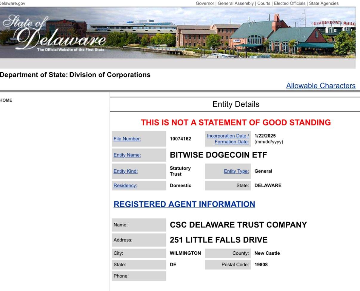 Bitwise Quietly Prepares for Dogecoin ETF