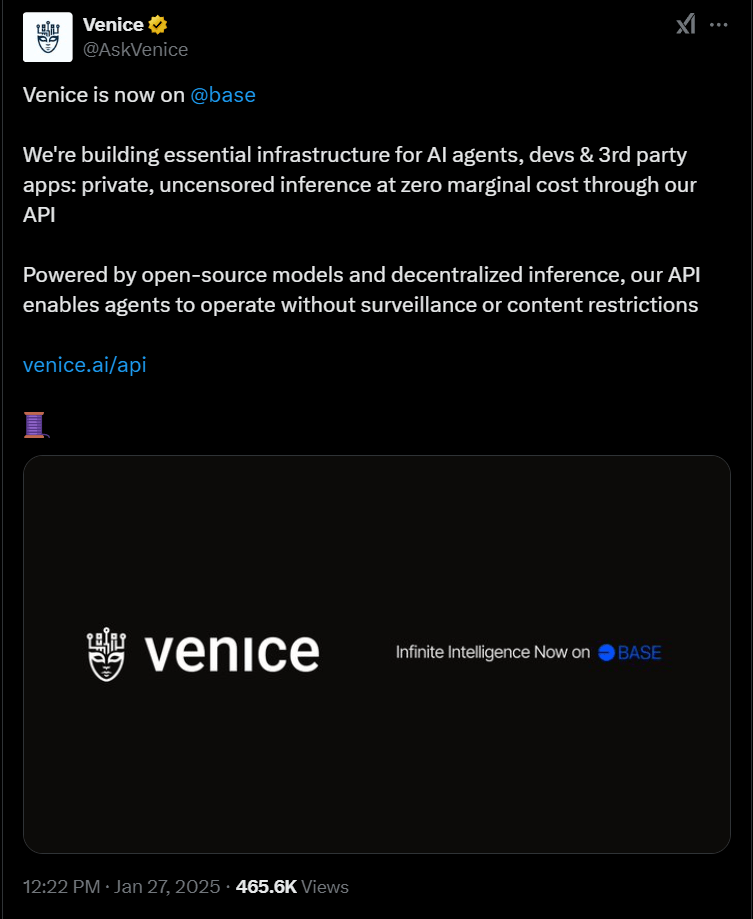 Erik Voorhees’s Venice AI Launches on Base