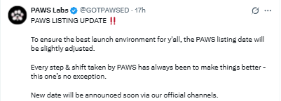 Paws Listing Update