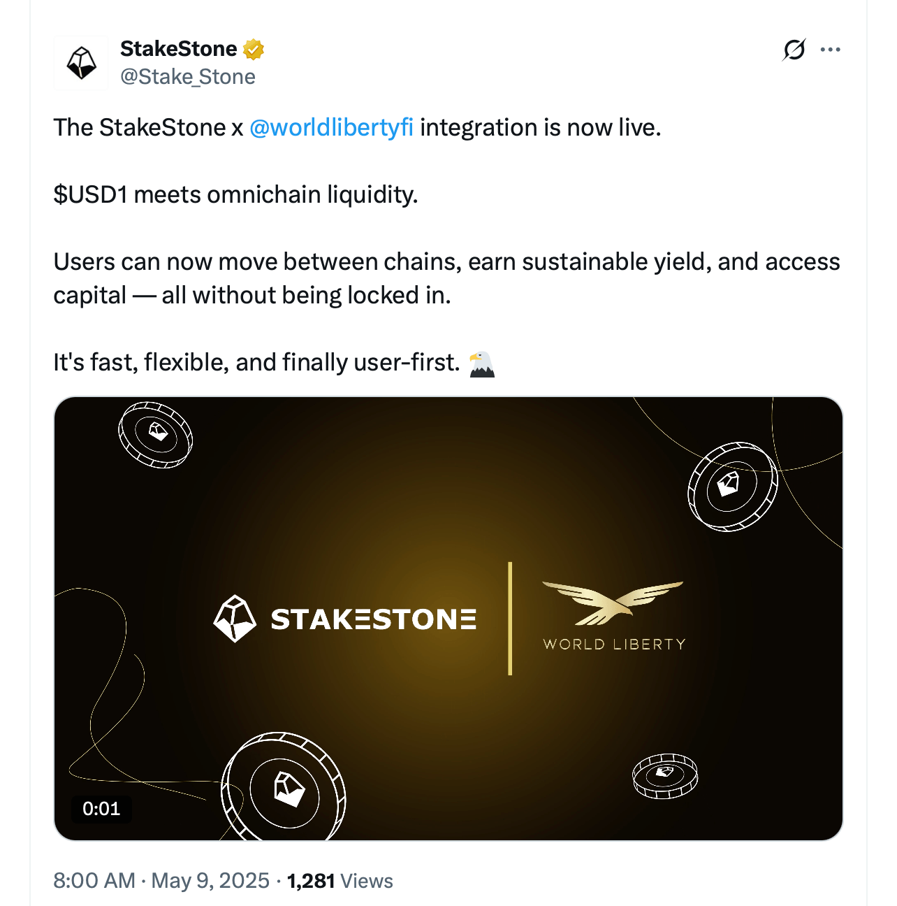 Stakestone 和特朗普的世界自由金融推出跨链集成