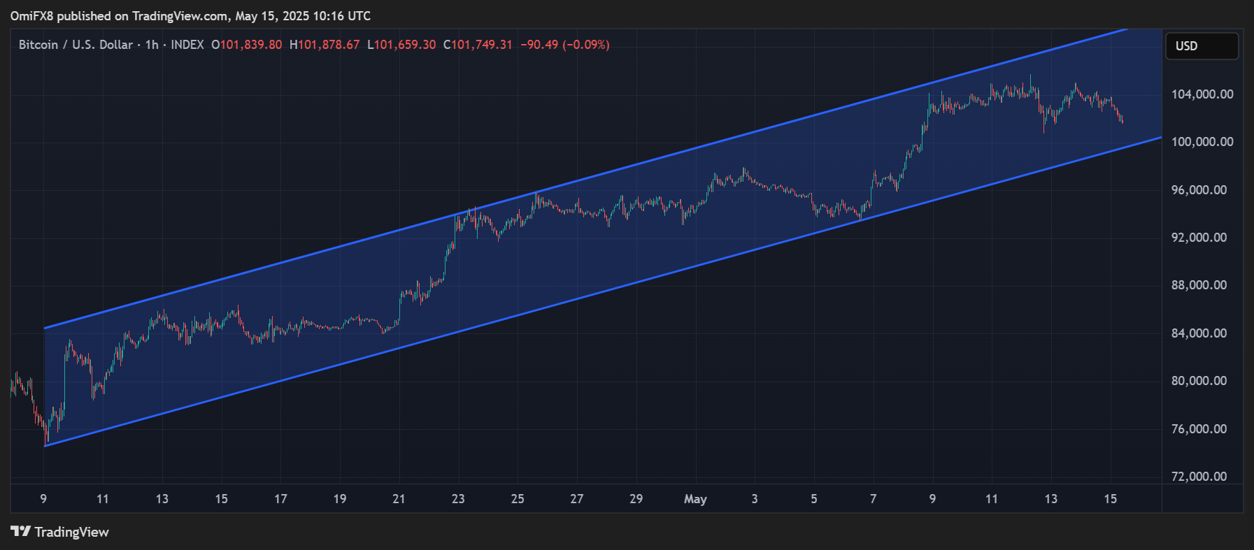 BTC's hourly chart. (TradingView/CoinDesk) BTC's hourly chart. (TradingView/CoinDesk)