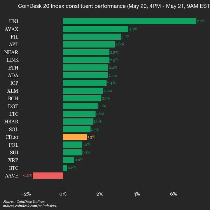 2025-05-21 9am CoinDesk 20 更新：完整图表