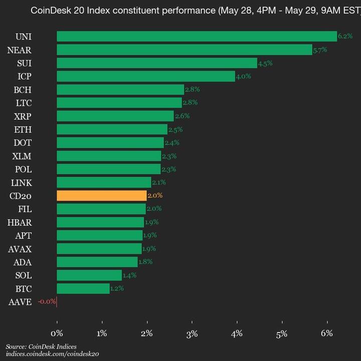 2025-05-29 9am CoinDesk 20 更新：完整图表