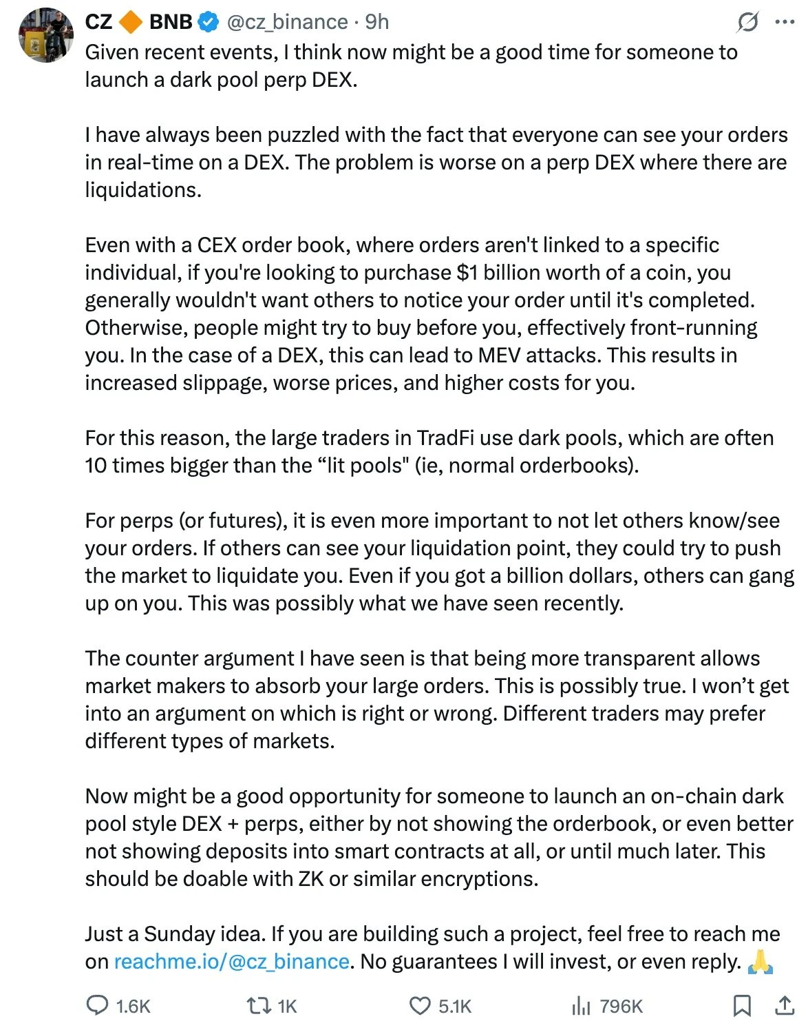 An analysis of the breakthrough point in the contract track from CZ's perspective - Dark Pool