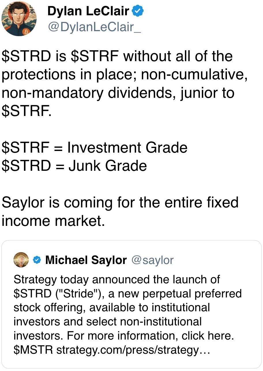 $STRD是没有所有保护措施的$STRF；非累积、非强制性股息，优先于$STRF。