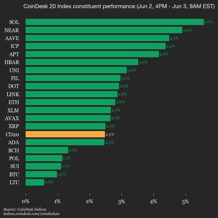 2025-06-03 9am CoinDesk 20 更新：垂直图表