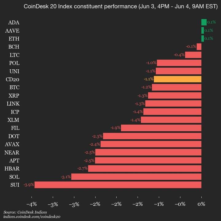 2025-06-04 9am CoinDesk 20 更新：垂直图表