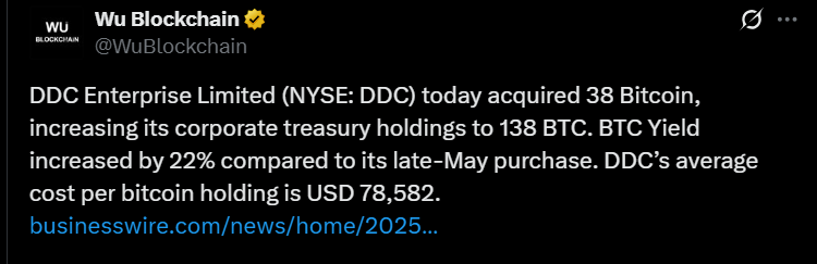 DDC Enterprise Bitcoin Purchase