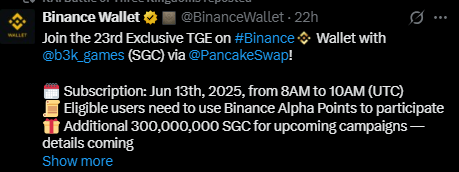 SGC binance TGE