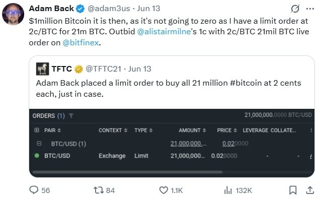比特币将达到100万美元：塞勒的呼吁重新点燃了对亚当·巴克2100万BTC订单的兴趣