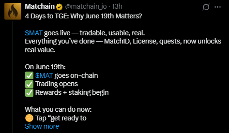 Matchain 上市日期