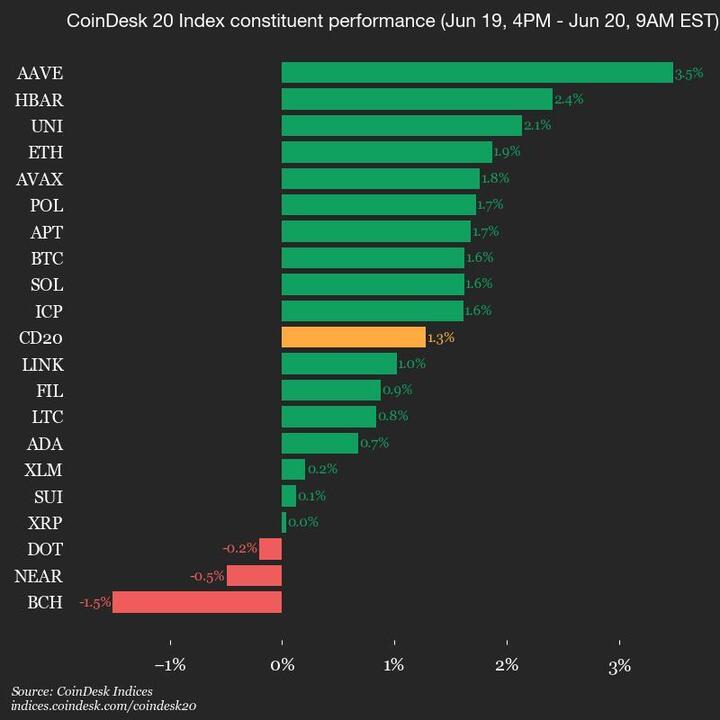 9am CoinDesk 20 Update for 2025-06-20: vertical 9am CoinDesk 20 Update for 2025-06-20: vertical chart