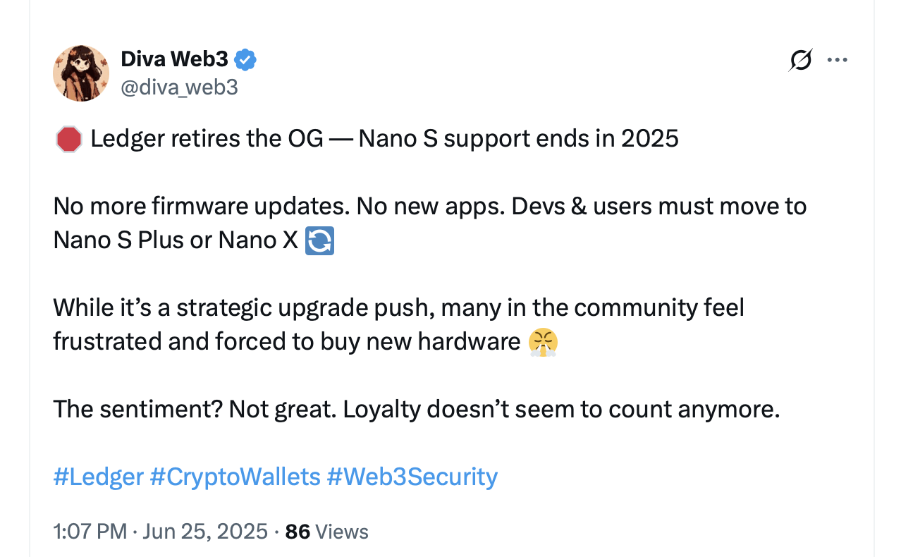 Ledger将逐步停产Nano S型号，敦促用户升级