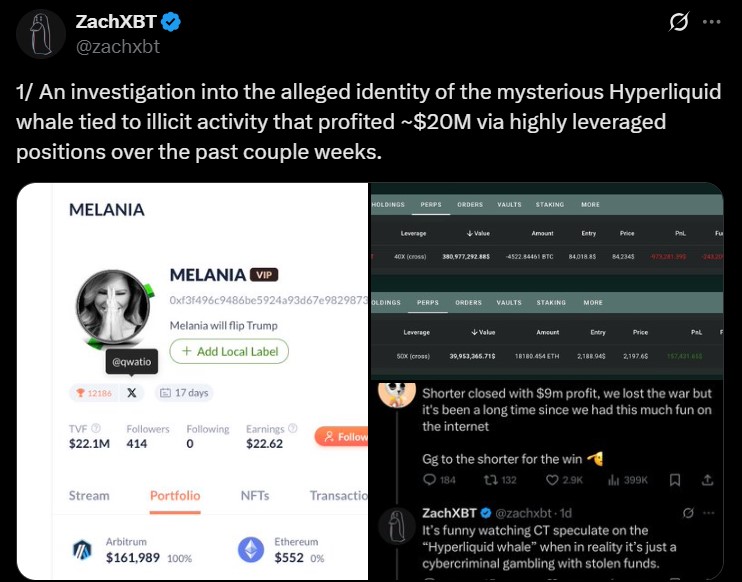 ZachXBT梅拉尼亚调查
