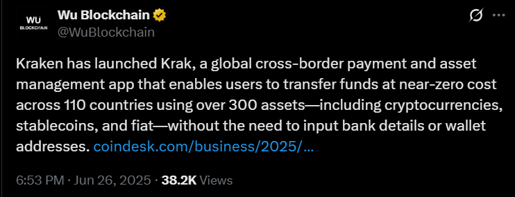 Kraken推出Krak