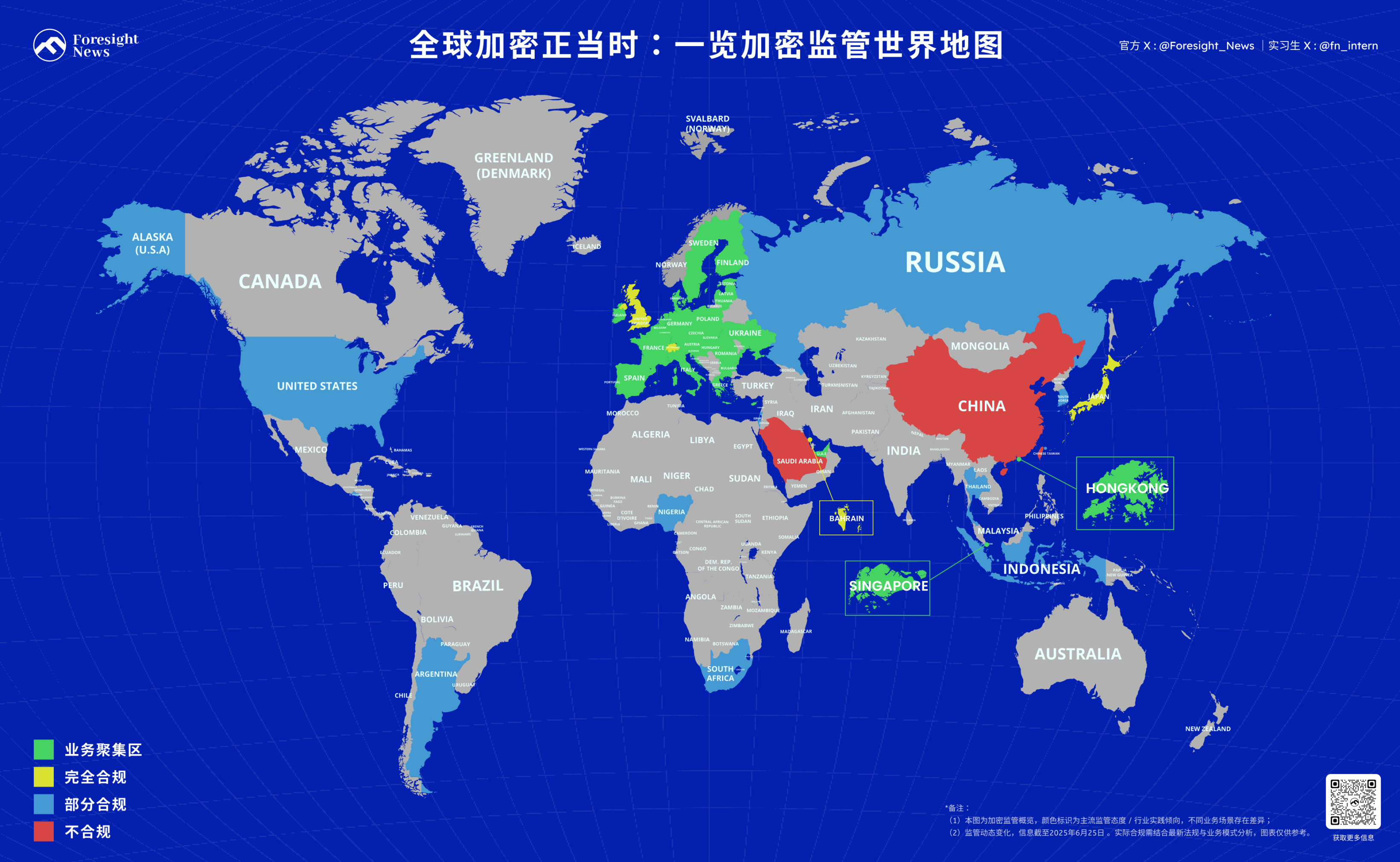 加密监管世界地图：全球20+司法管辖区政策与演变趋势