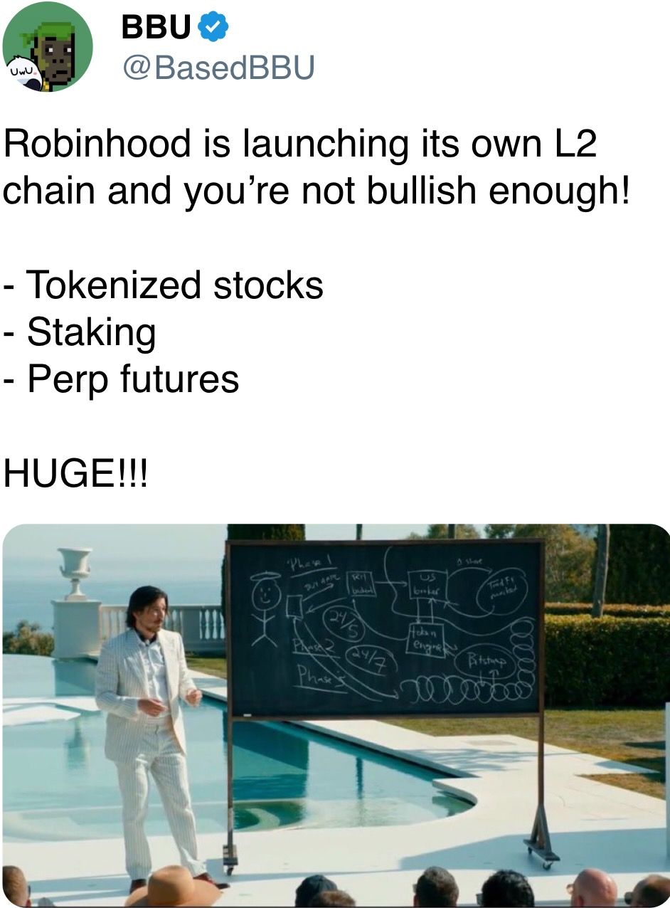 Robinhood正在推出自己的L2链，而你还不够看涨！