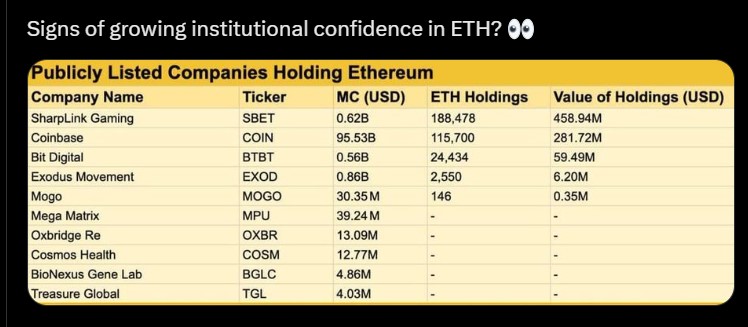 持有 ETH 的公司